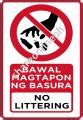 Bawal Magtapon ng Basura No Littering Laminated Signages PVC Sign.